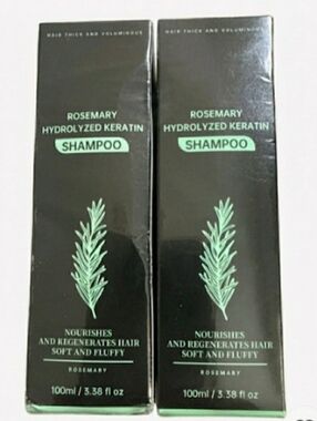 Rosemary Hydrolyzed Keratin Shampoo - 2 Pack Black & Mint.